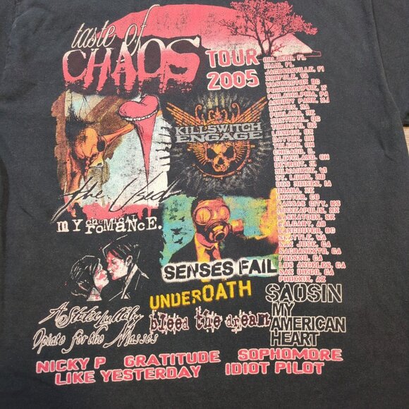 Vintage 2005 Taste Of Chaos Tour Festival T Shirt Small/Med Y2K Grunge Emo Metal - Picture 9 of 16